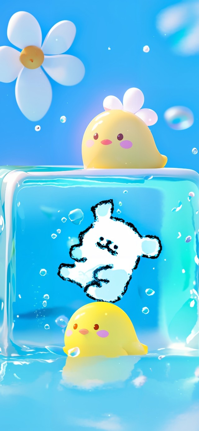 夏日清凉冰冻线条小狗