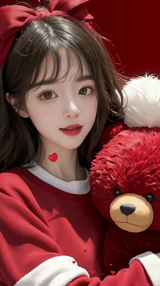 红色蝴蝶结‖美女