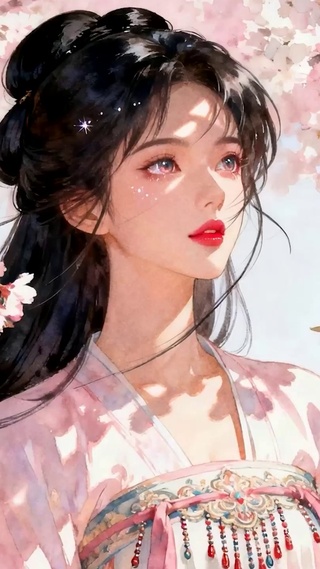 樱花树下女孩