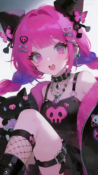 可爱的扯辫子少女