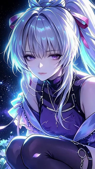 星空花海中的白发巫女