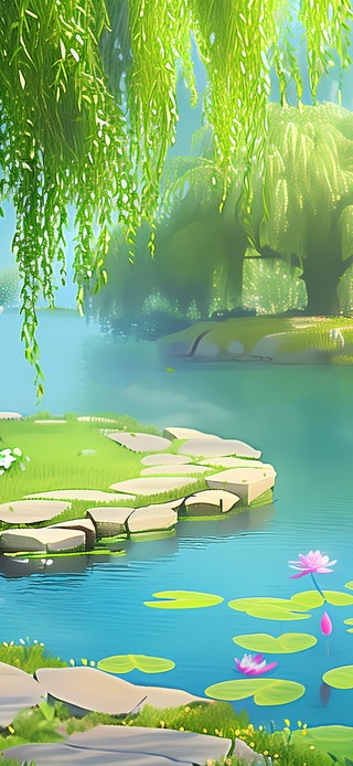池塘荷花