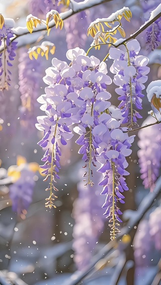 雪中紫藤花