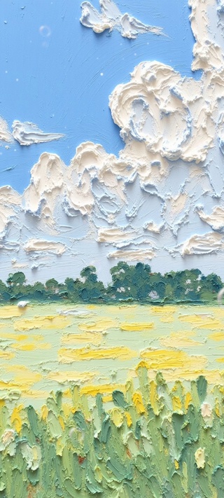 油画棒油菜花的夏天