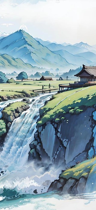 绿水青山山水画卷