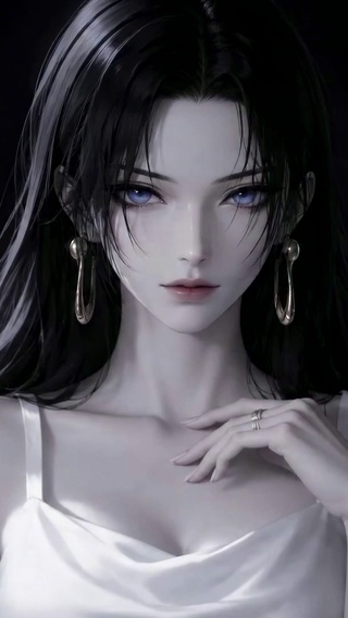 暗黑氛围感冷艳黑发美少女