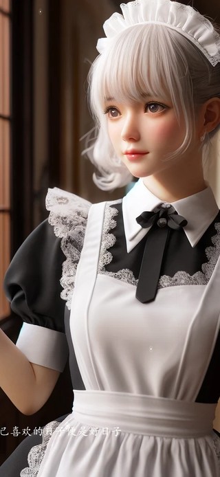 白色双马尾女仆
