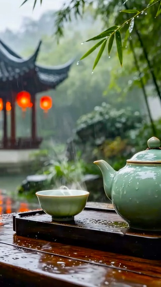 园林雨景