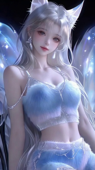 梦幻蓝光九尾狐美少女