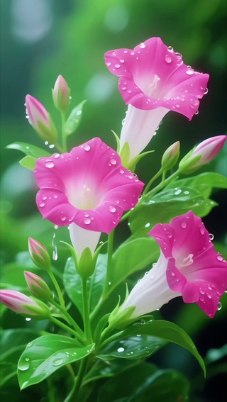 粉色的雨中花