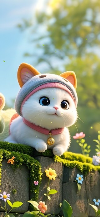 可爱三只小猫