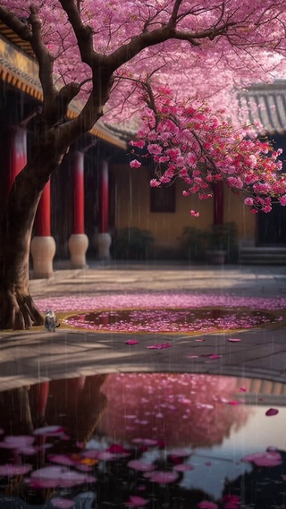 粉色庭院