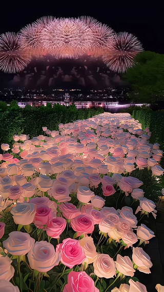 浪漫的烟花花海