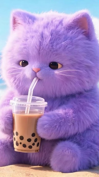喝奶茶猫咪