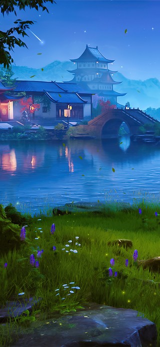 4K唯美治愈古风山水小镇