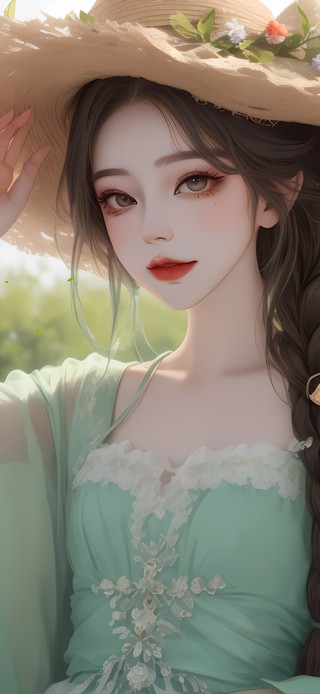 夏日小清新戴帽子女孩