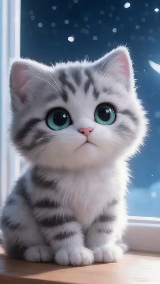 星空窗台的软萌小奶猫