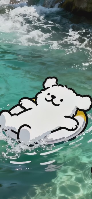 可爱戏水线条小狗2
