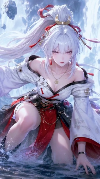 白发古风持刀美少女