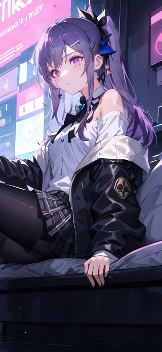 4K性感黑丝赛博朋克少女房间