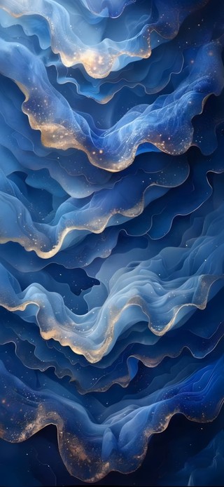 4K高级感蓝色鎏金艺术