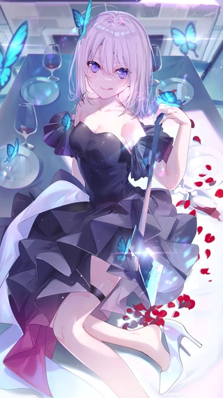 室内蓝蝶少女