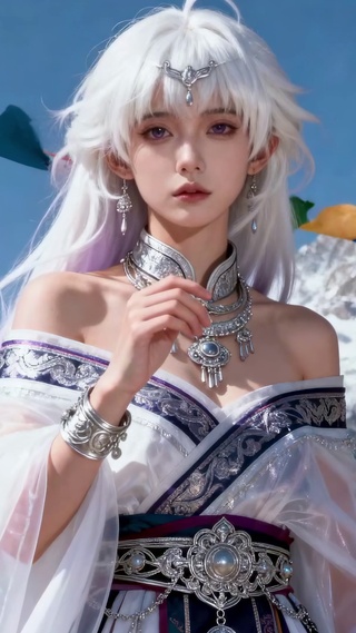 雪山紫发仙女