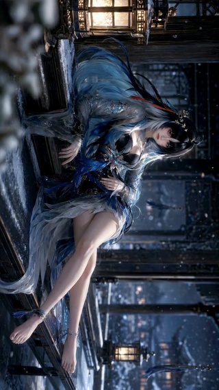 雪夜古风二次元长腿美少女