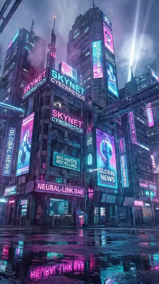 霓虹闪烁的未来之城