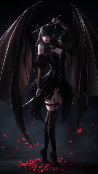 暗黑双翅恶魔刺客女神高清
