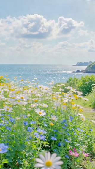 海边花海治愈清新风景