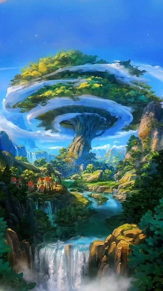 4K唯美治愈-神树江流美景