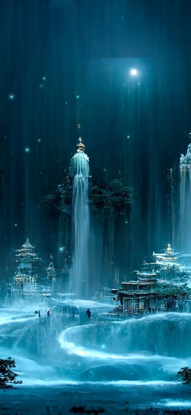 4K唯美治愈梦幻瀑布仙境