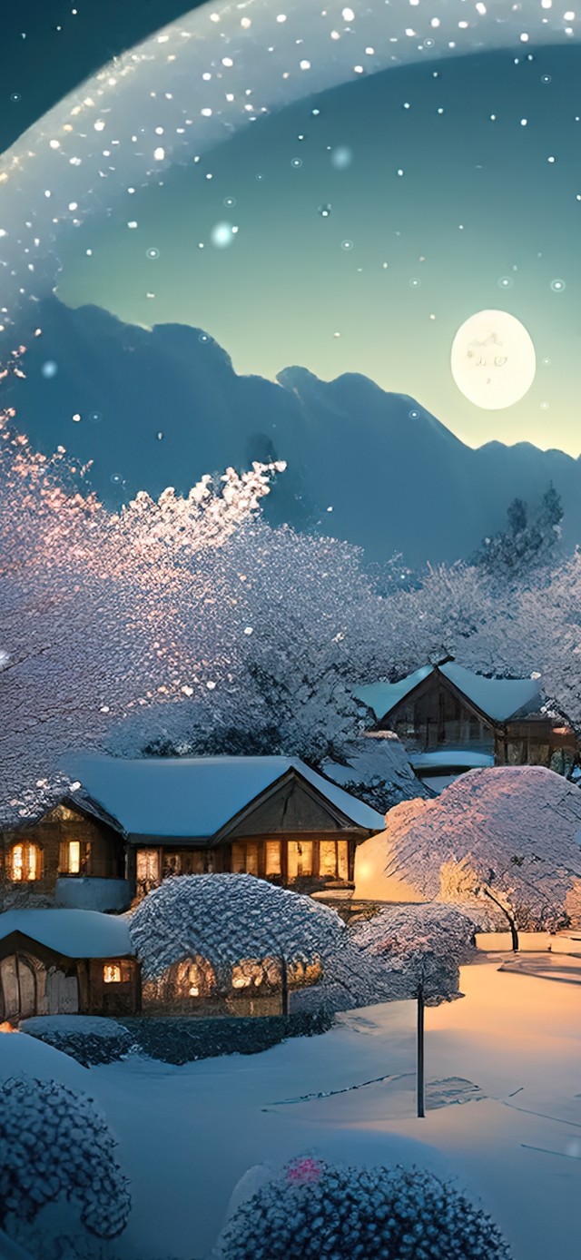 雪中小镇