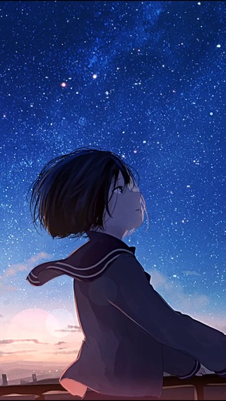 仰望星空的少女