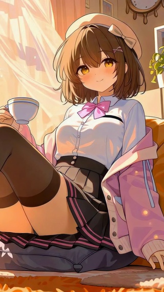 暖阳窗边下午茶二次元美少女