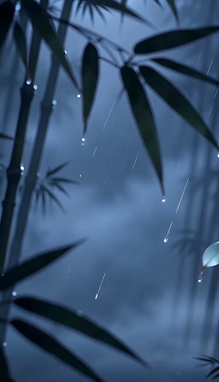烟雨竹林古风美人
