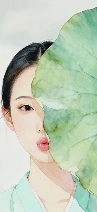 犹抱荷叶半遮面