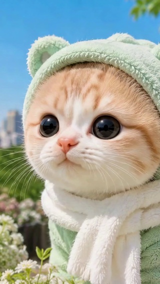 城市露台可爱治愈小橘猫