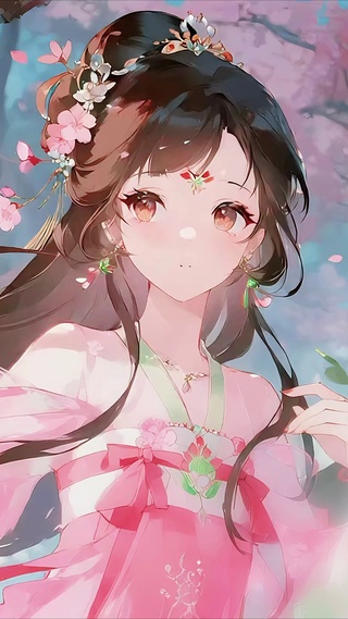 倚灯聆樱少女