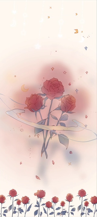 我将玫瑰藏于身后，爱意滚烫整片天空。