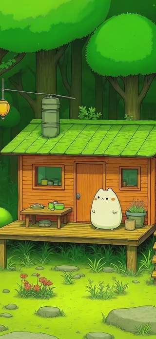 治愈系森林小屋团子
