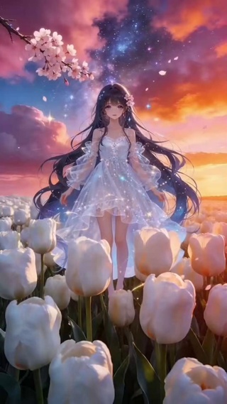 康乃馨花丛女孩_1