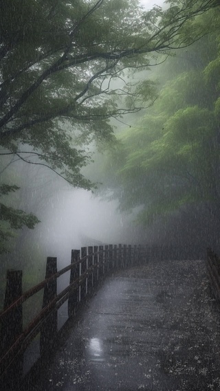 下雨天治愈树林