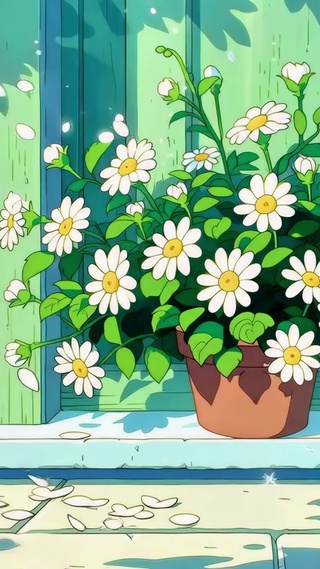 夏日光影里的白雏菊