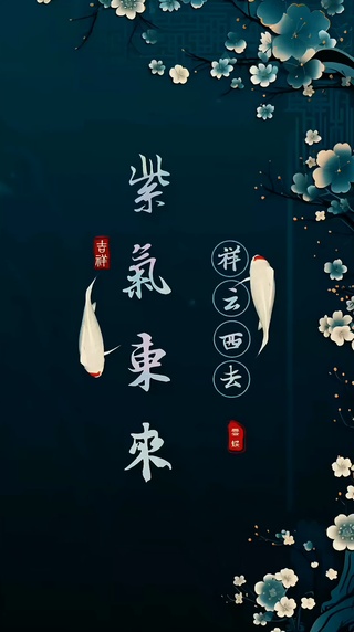 4k紫气东来，文字