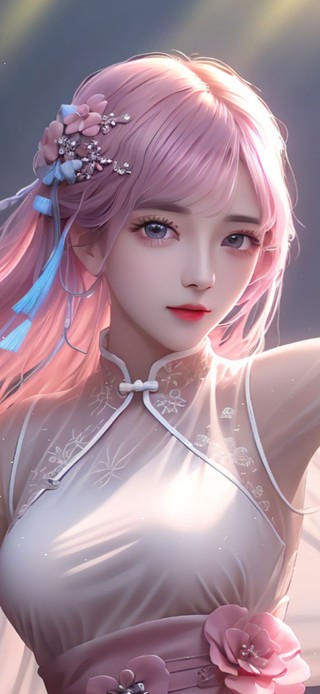 甜美白裙美女