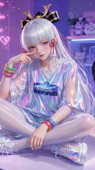 紫幻电竞房白发美少女