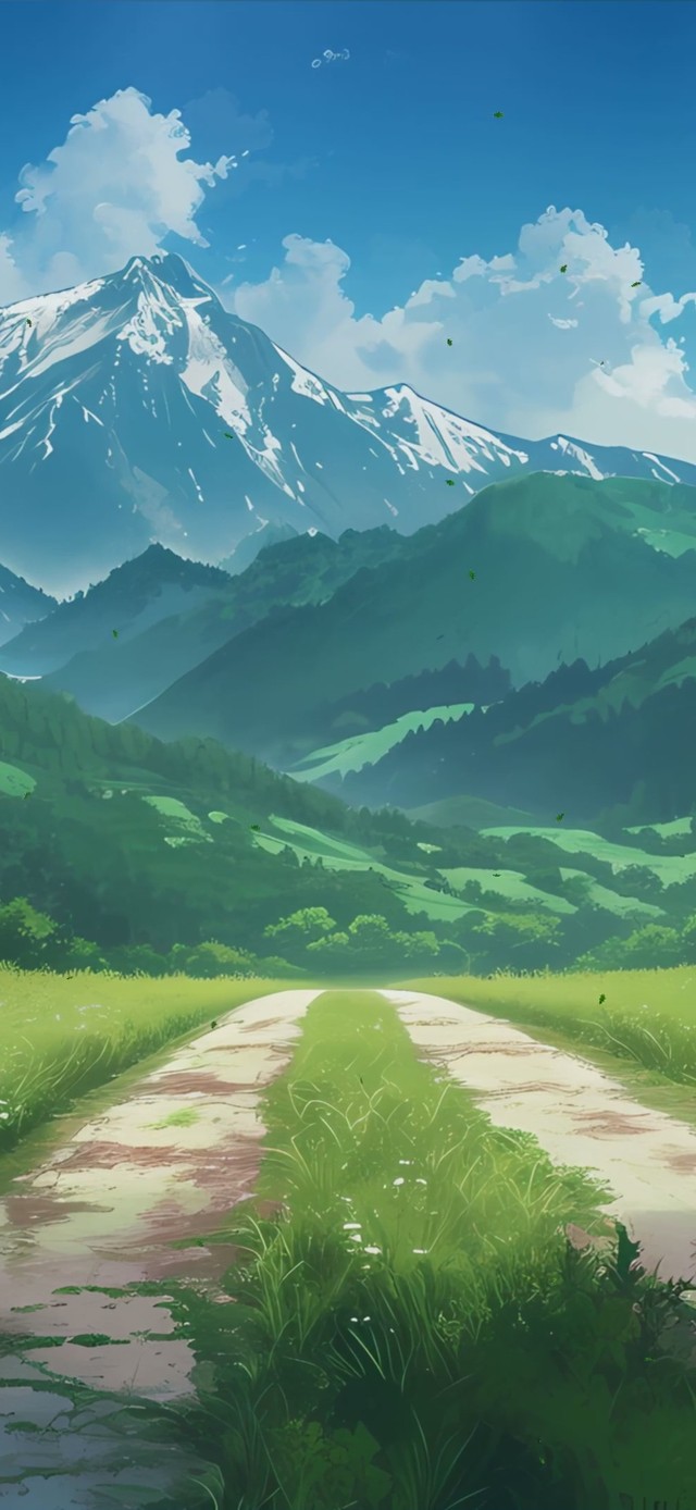 护眼蓝天白云草地