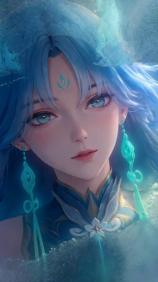 冰雾蓝发少女清宵